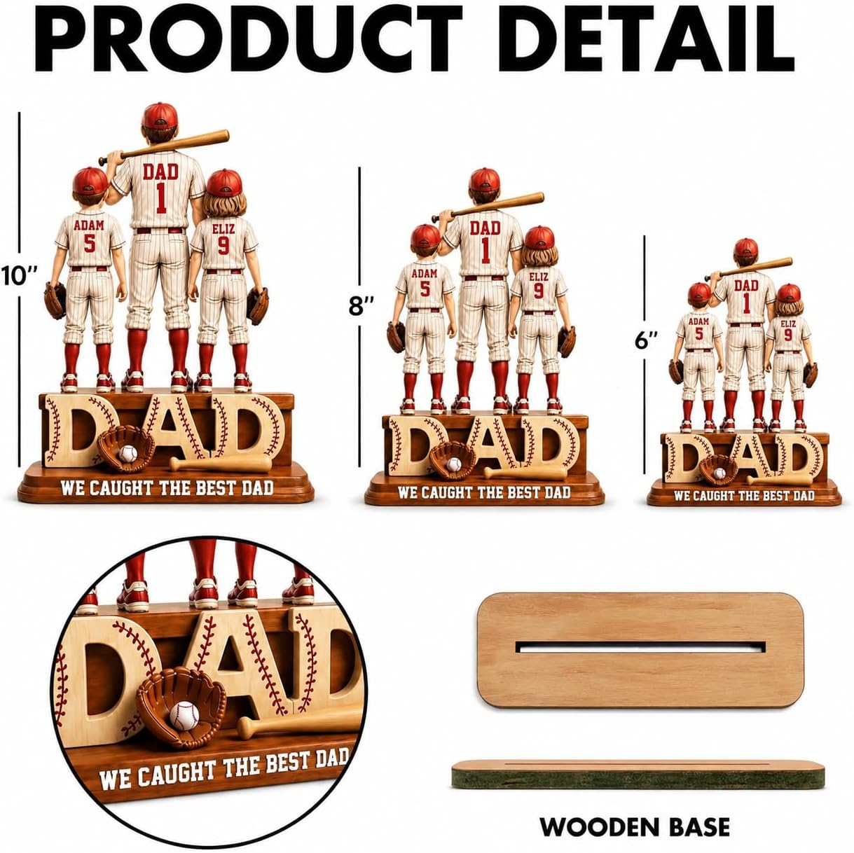 Personalized Baseball Dad Wooden Plaque, We Caught The Best Dad Sign | Custom Birthday Gift from Kids, Baseball Family Name Keepsake, Soft Ball Papa Wood Plaques 2026