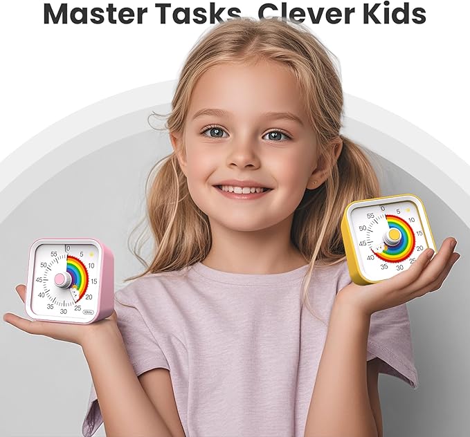 Visual Timer for Kids with Pause Function, Cute Silent Timer with Rainbow for - Image 2