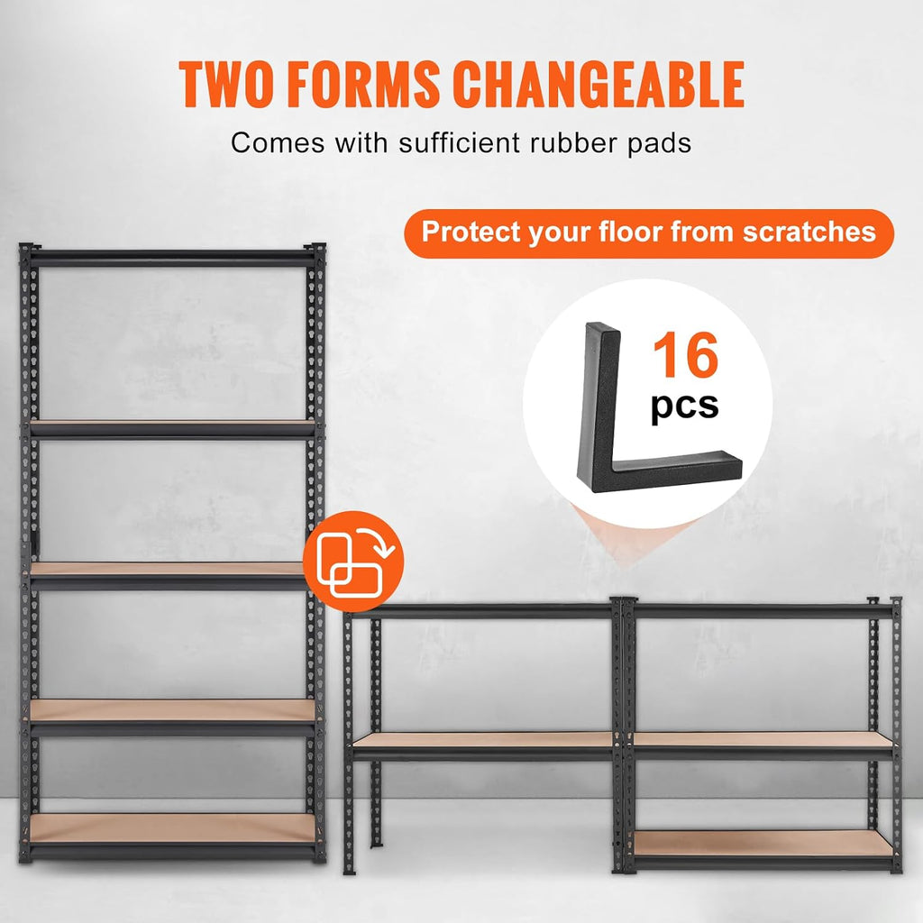 vevor storage shelves 5-tier adjustable 2000 lbs 36"x18"x72" on a desk or shelf