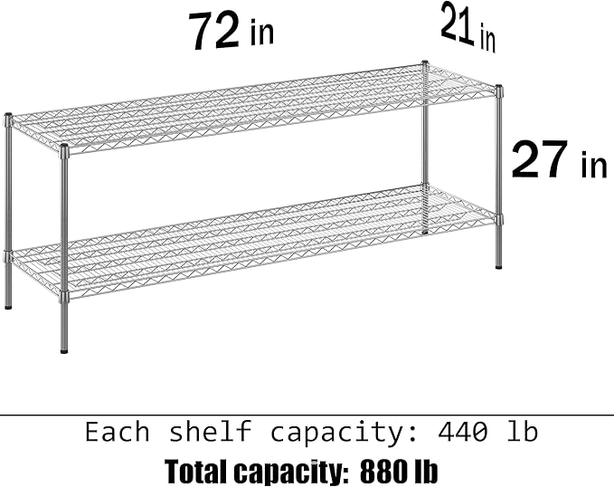Regal Altair 21" Deep x 72" Wide x 27" Height Wire Shelving Kit | 2-Tier | NSF - Image 3