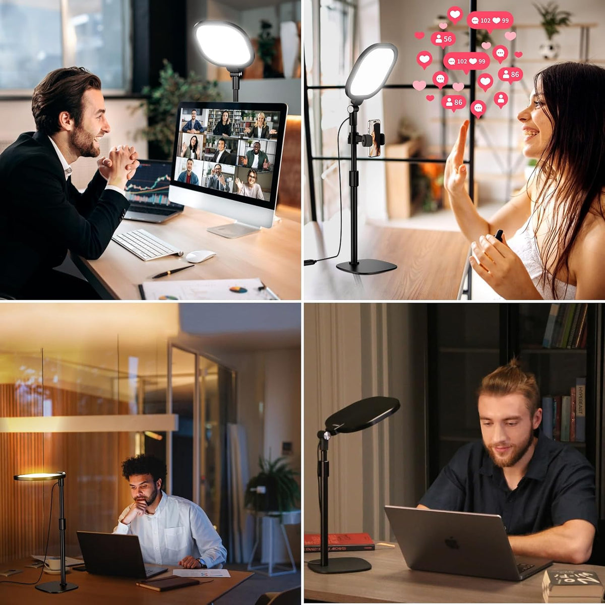 Zoom Lighting for Computer, Adjustable Desk Ring Light for Video Calls