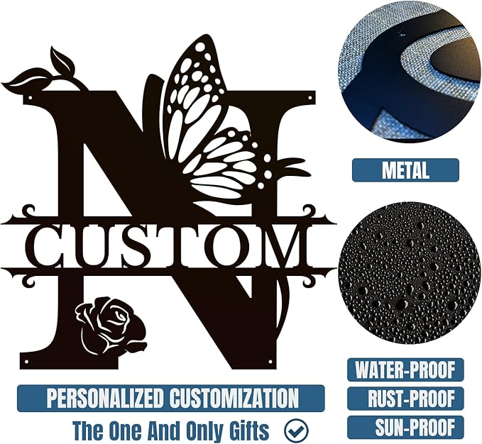 Personalized Custom Letter Name metal Signs, Custom Black Letter Monogram Wall - Image 6