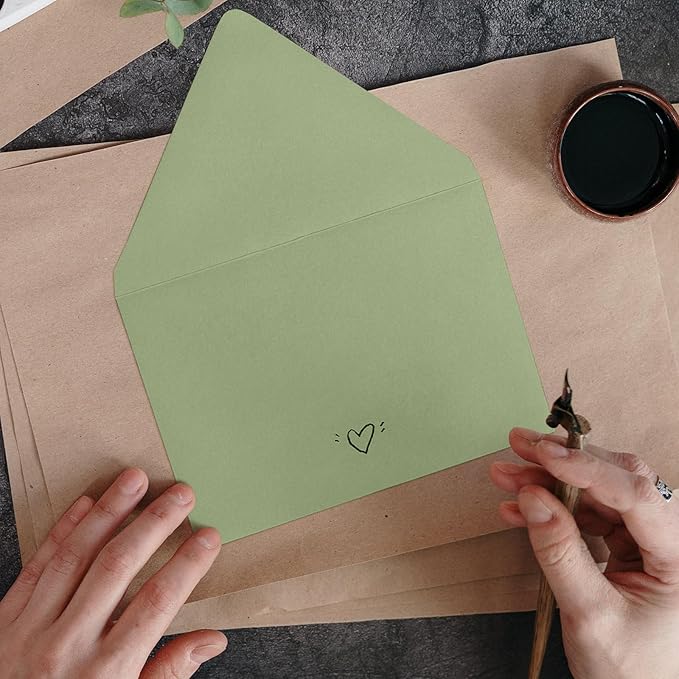 A7 Sage Green Envelopes 100 Pack, Goefun 5x7 V Flap Printable Envelopes - Image 5