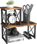 HavenlyYouth Desk Shelf, 2 Tier Wood Desktop Bookshelf, Adjustable Freestanding by HAVENLYYOUTH