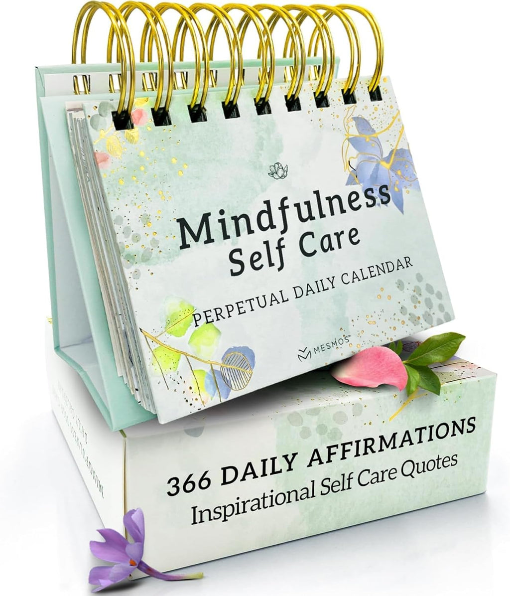 Mindfulness Perpetual Flip Calendar with 366 Daily Affirmations - Self Care Gifts for Women, Teacher Appreciation, Inspirational Office Desk Decor, Stress Relief Desk Accessory Gift for Women