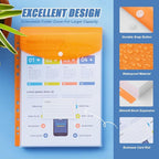 Binder Pocket Organizer Folders, 12 Pack Expandable Files Bag Plastic Envelopes - Image 2