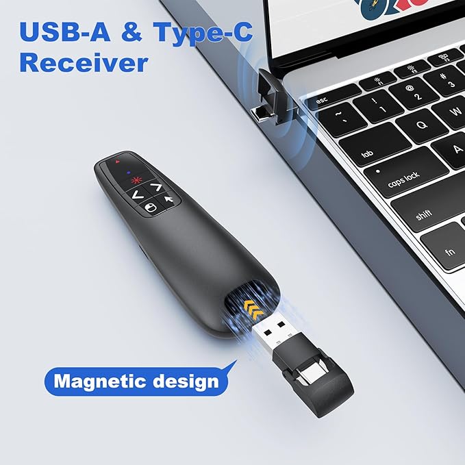 Presentation Clicker PowerPoint Wireless Presenter Remote: Type C Rechargeable - Image 6