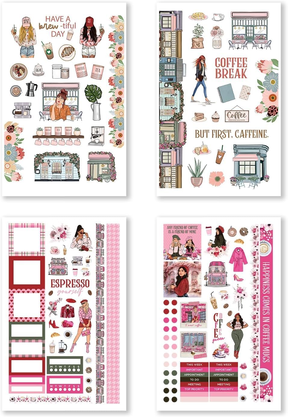 Hobonichi Compatible A5 Planner Sticker Book – Coffee Queen Collection Coffee-Themed Decorative & Functional Stickers for Cousin & Weeks Size Planners, Journals & Creative Planning