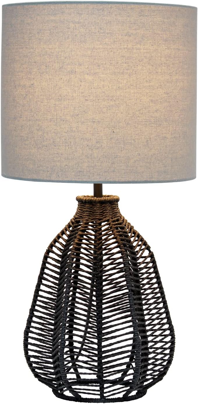 Elegant Designs LT2106-BLK 21" Tall Boho Coastal Inspired Rustic Paper R...