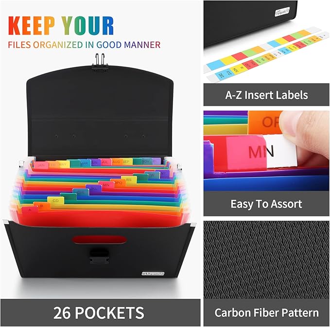 Uquelic 26 Pockets Expanding File Folder - Image 4