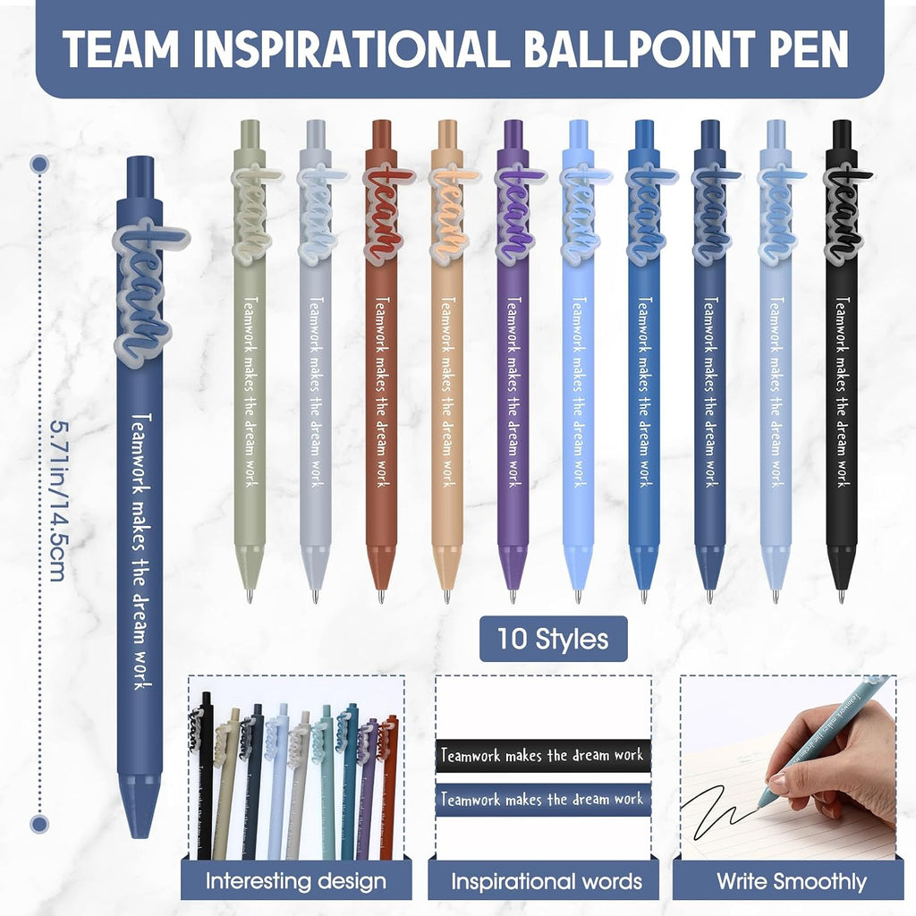 Geyoga 50 Sets Team Appreciation Gifts Bulk Ballpoint Pens with Teamwork Cards for Employee Coworker Staff Group Members Volunteer Office Supplies