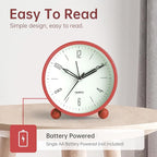 Analog Alarm Clock, 4 inch Super Silent Non Ticking Small Clock - Image 3