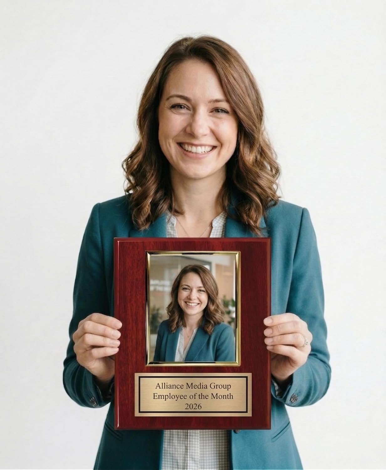 Personalized Photo Plaque with 5x7 Vertical Picture Holder - Add Your Team Photo - Coach Award Plaque - Customize Now with Your Custom Text (10.5x13)