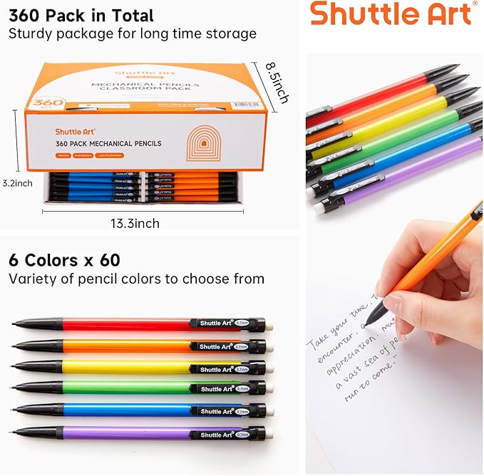 Shuttle Art Mechanical Pencils, 360 Pack Bulk Mechanical Pencils 0.7mm Medium - Image 2
