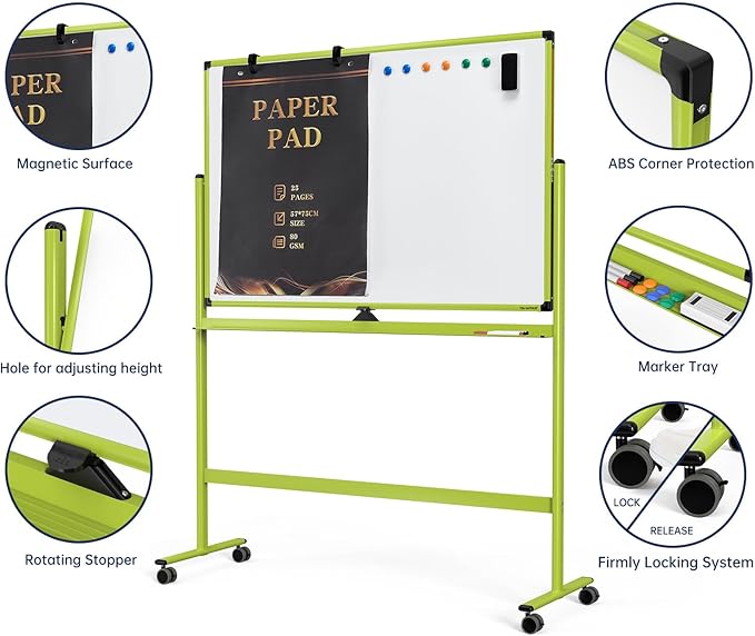 Large Dry-Erase Rolling Magnetic Whiteboard - Image 3
