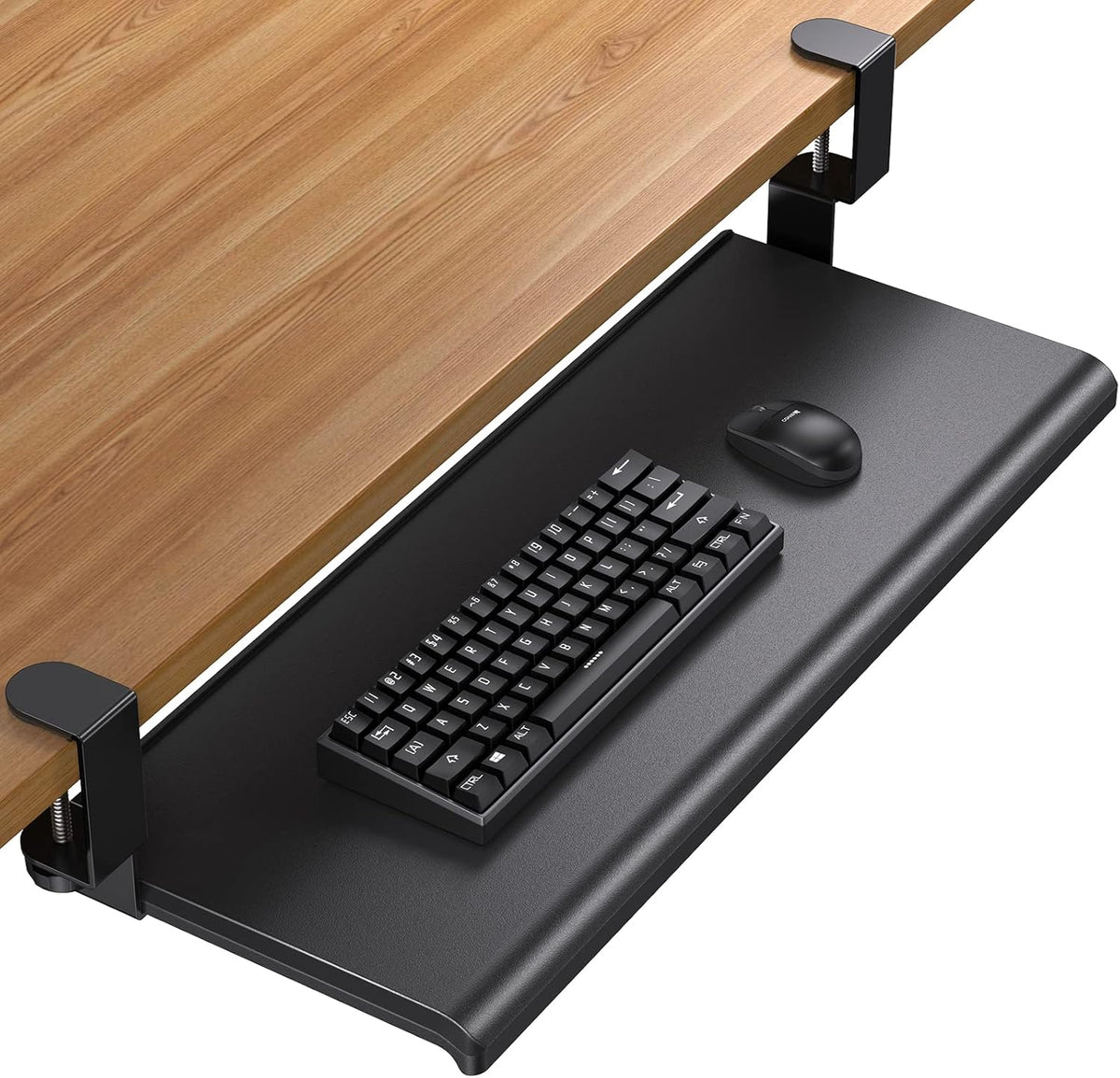 HUANUO Keyboard Tray Under Desk with C Clamp-Large Size, Steady Slide Keyboar...