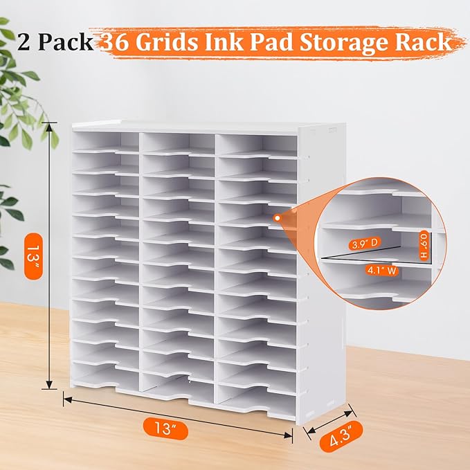Krafetto 2 Pack 36 Grids Ink Pad Storage Rack, Wall-mountable Stamp Pad - Image 2