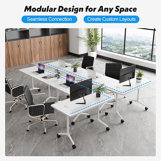 Goakwwuz Conference Room Table, Folding Conference Tables, Thicken Grey Tabletop - Image 5