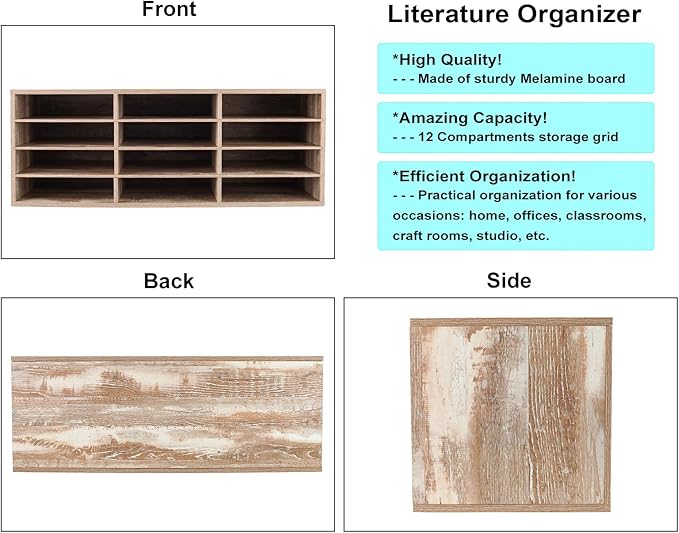 PAG Mail Sorter Wood Countertop Literature Organizer, Student Mailbox - Image 2