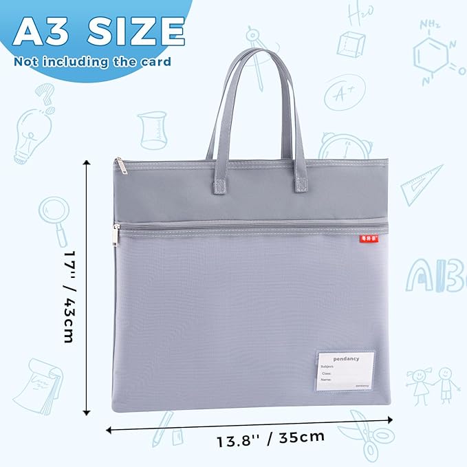 Pendancy Mesh Zipper Pouch A3 Size, Large Double Pocket Waterproof File Bag - Image 2