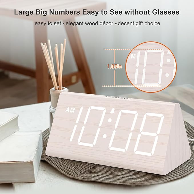 DreamSky Wooden Digital Alarm Clock - Image 2