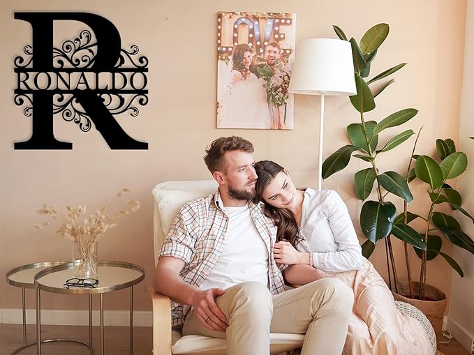 ENFODREAM Custom Metal Name Sign | Personalized Split Letter Monogram | Rustic - Image 2