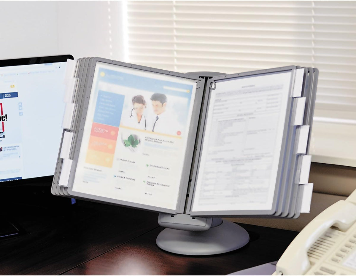 Durable Sherpa Desktop Reference System, 10 Panels, Gray