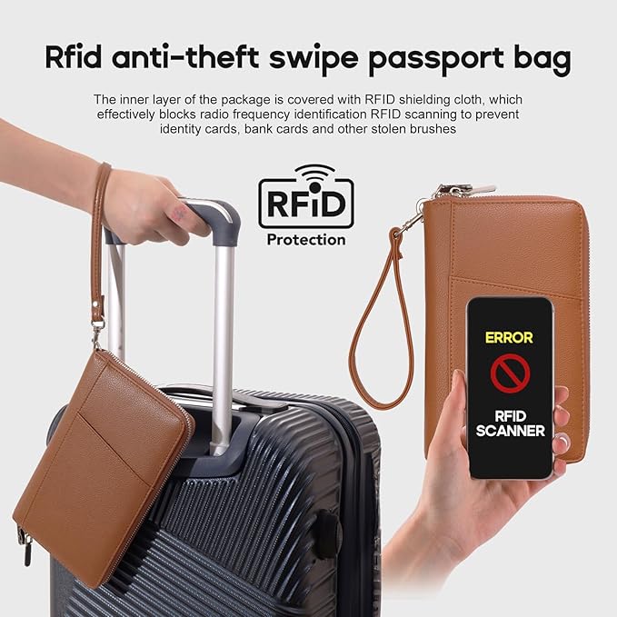 RFID Blocking Family Passport Holder Wallet 6, Premium Leather Travel Document - Image 2