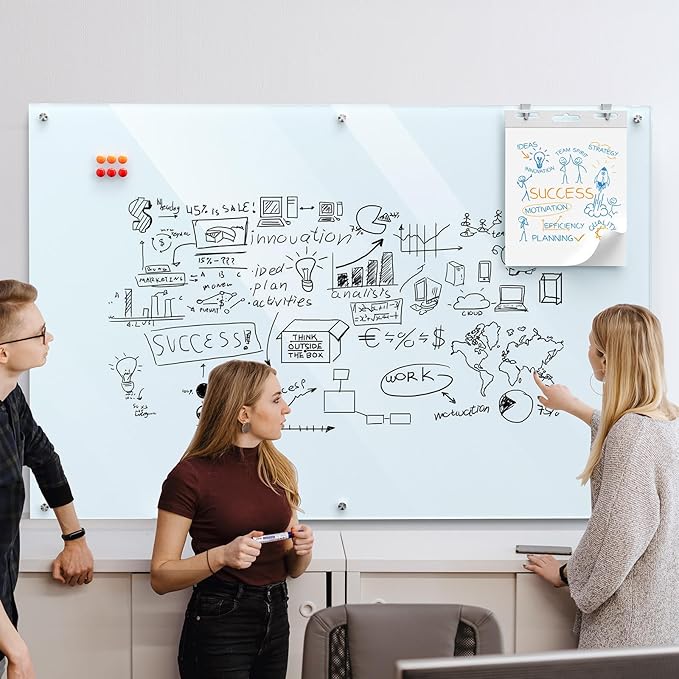 MaxGear Glass Whiteboard Wall Mounted, Frameless Magnetic Dry Erase Board - Image 7