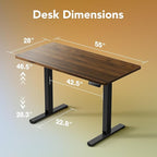 HUANUO 55 x 28 inch Electric Standing Desk Adjustable Height, 4 Memory Height - Image 3