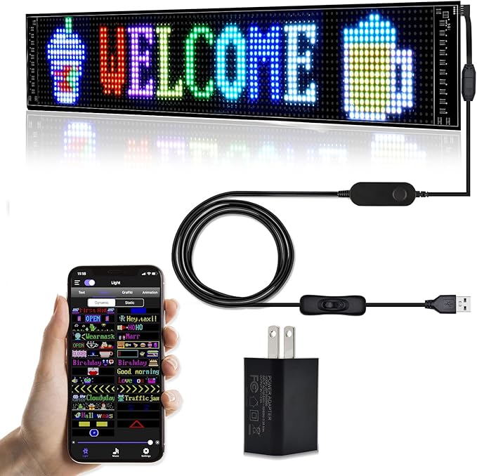 XIAOOHO Programmable LED Car Sign, Scrolling LED Sign, Flexible LED RGB Message by XIAOOHO