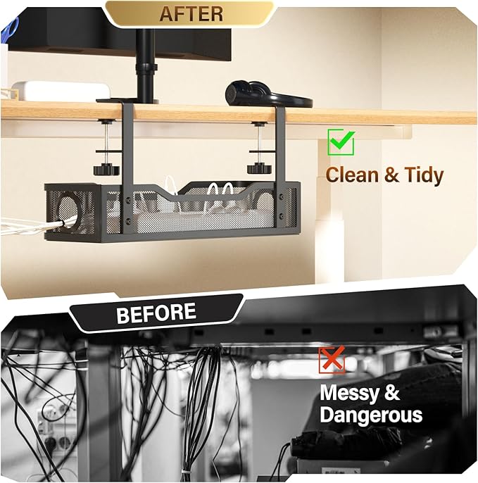 2 Pack Under Desk Cable Management Tray, Cinati Cord Organizers - Image 4