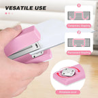 Stapler with 5000 Staples - 25 Sheet Capacity, Staplers for Desk, Pink | Non-Slip Office Stapler for classroom, home, School