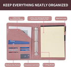 Geslun Vegan Leather 3 Ring Binder, 8.5 x 11 Letter Size Folio - Image 8