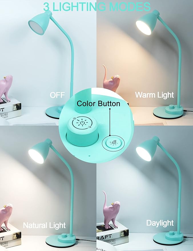 BOHON LED Desk Lamp with USB Charging Port, 3 Color Modes Fully Dimmable - Image 2