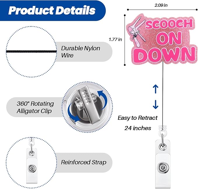 Scooch on Down Funny OBGYN Badge Reel | Retractable ID Card Labor and Delivery - Image 2