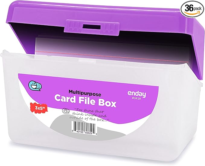 Enday Index Card Holder Purple, 3x5 Note Flash Card Organizer Case, Index Card by ENDAY