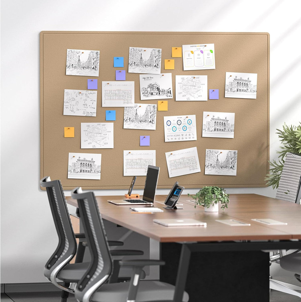 MaxGear Large Bulletin Board 72" x 48", Foldable Felt Board Beige B...