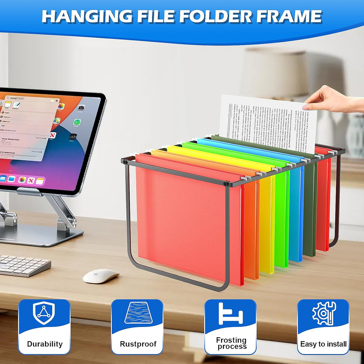 2 Pack Legal and Letter Size Hanging File Folder Frame,Hanging File Folder Ho...