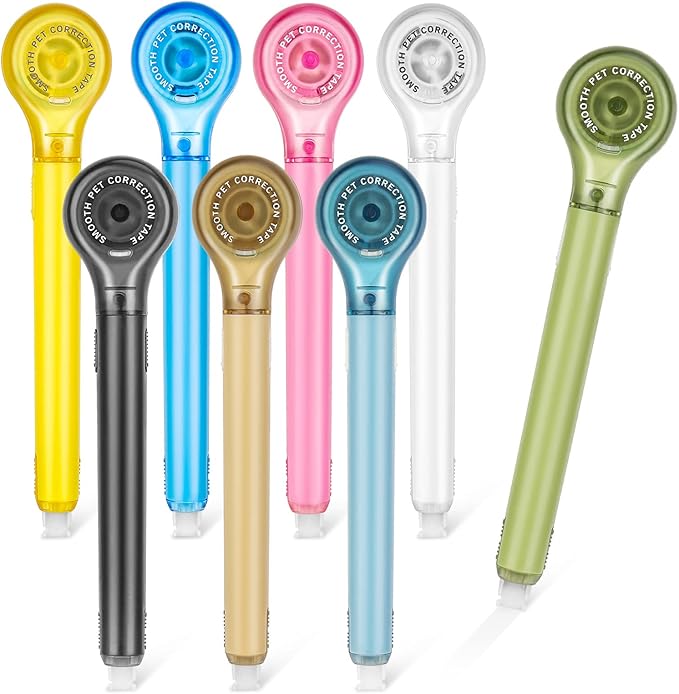 8 Pack Correction Tape Pens, 8 Color Comfortable Pen Shape Correction Pen Tape by auroray