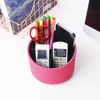 Hennaja Round Leather Art Supply Organizer, Remote Control Holder, 360 Degree - Image 6