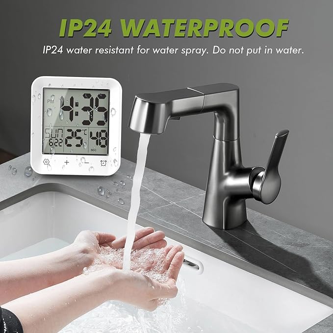 Wisoee Digital Shower Clock Waterproof, Bathroom Wall Clock Timer - Image 2