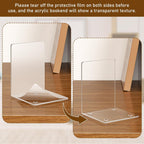 VFINE Acrylic Bookends 6 Pieces, Clear Book Ends for Shelves, Book Holders for Shelves, Transparent Book Dividers for Shelves, Stylish Book Stopper Organizer for Home Office Desktop Supplies