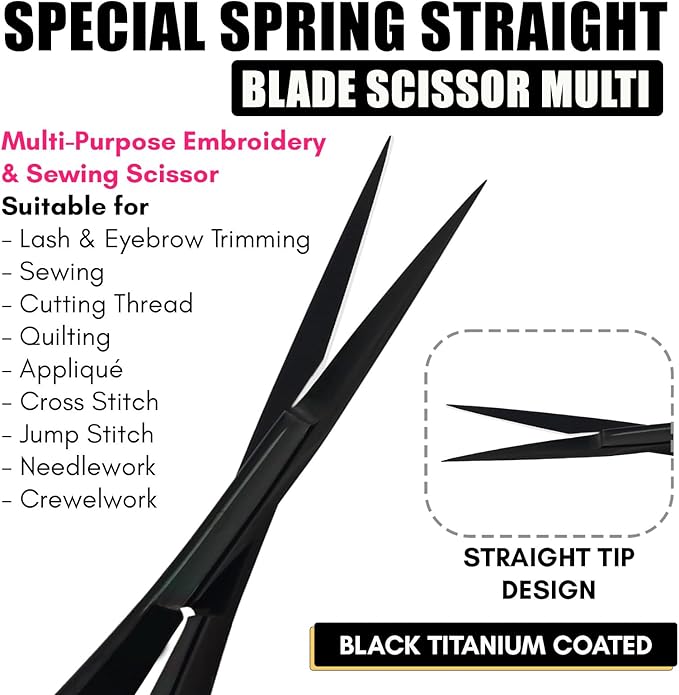 Cross Edge Spring Scissors 5 Inch straight Stainless Steel Precision Eyebrow & - Image 3