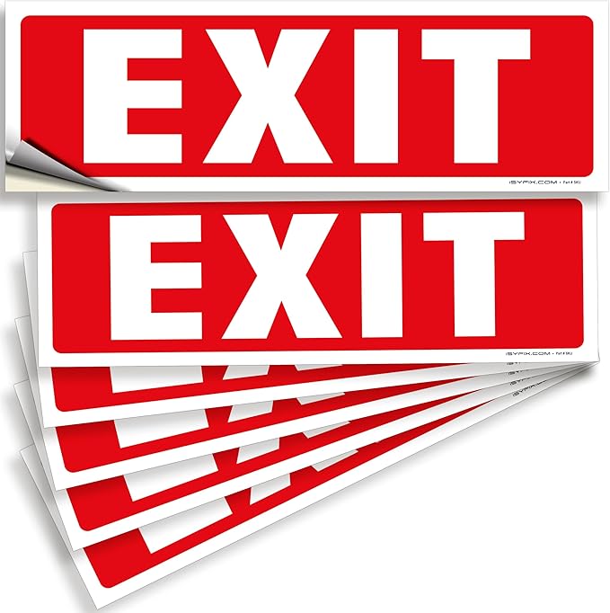 iSYFIX Exit Signs Stickers – 6 Pack 12x4 Inch – Premium Self-Adhesive Vinyl by iSYFIXPREMIUMSIGNS