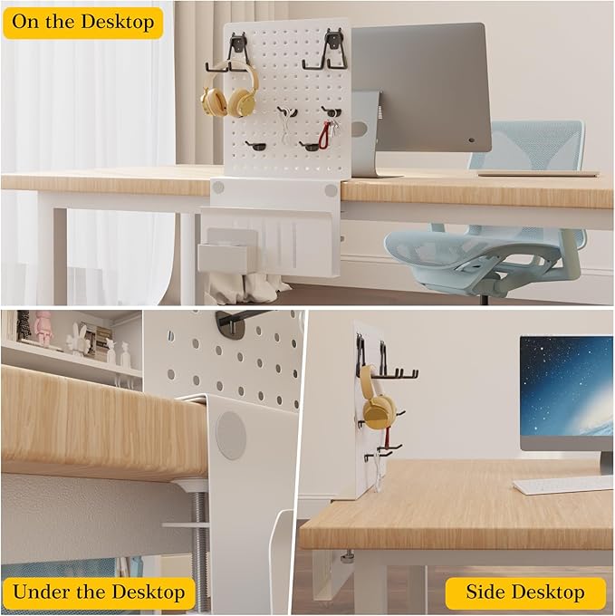 Henitol Clamp-on Desk Pegboard, Desk Side Storage, Steel Privacy Panel - Image 3