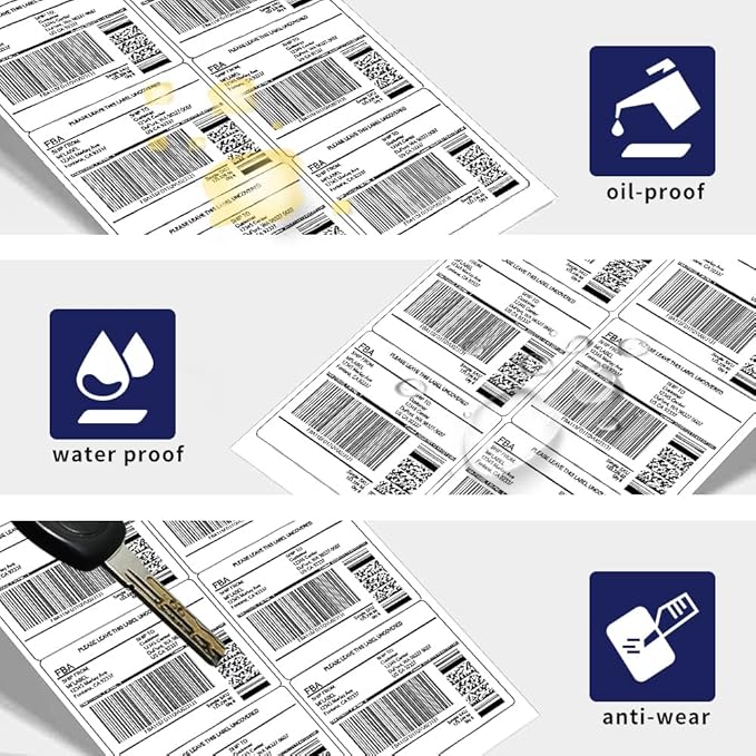 POLYSELLS Self Adhesive 3-1/3'' x 4'' Address Shipping Labels, 6UP White - Image 3