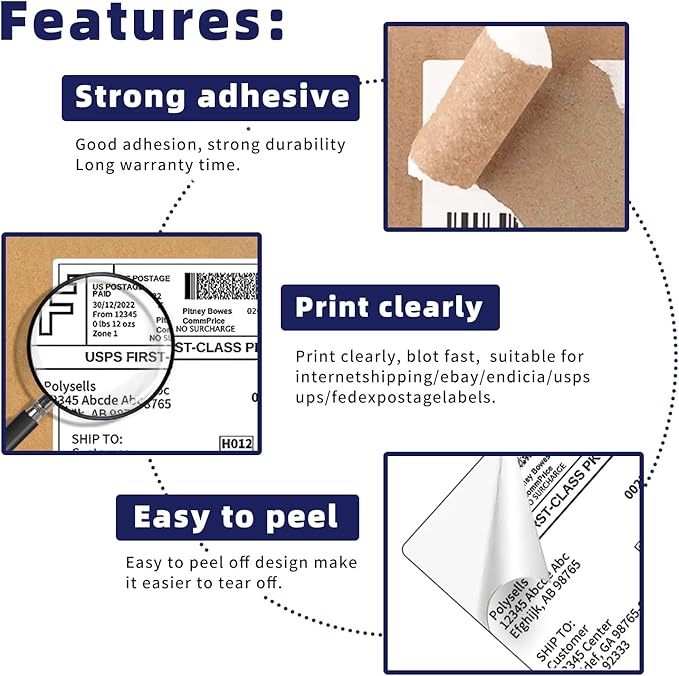 POLYSELLS Self Adhesive Address Shipping Labels - Image 3