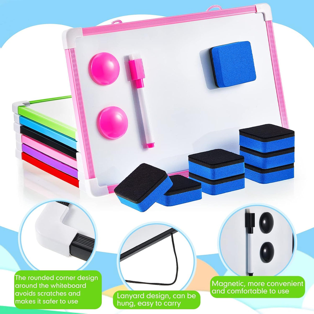 12 Pack 8'' x 12'' Hanging Magnetic Dry Erase Board Small Dry...