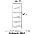 Regal Altair 18" Deep x 30" Wide x 96" Height Wire Shelving Kit | 6-Tier | NSF - Image 3
